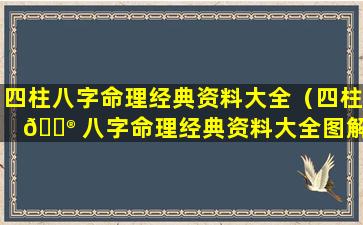 四柱八字命理经典资料大全（四柱 💮 八字命理经典资料大全图解）